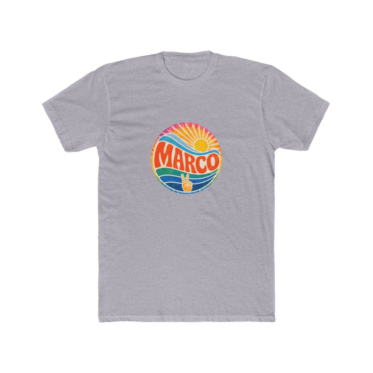 Marcos Groovy Tie Dye Vintage Sunset T Shirt - Retro Sports Fan Gear - alternate angle 5, merchandise