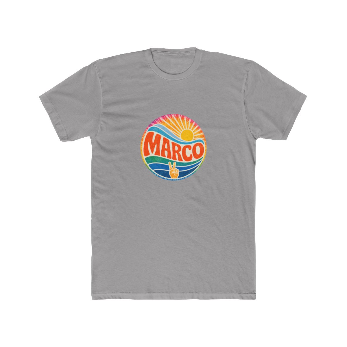 Marcos Groovy Tie Dye Vintage Sunset T Shirt - Retro Sports Fan Gear - alternate angle 2, merchandise