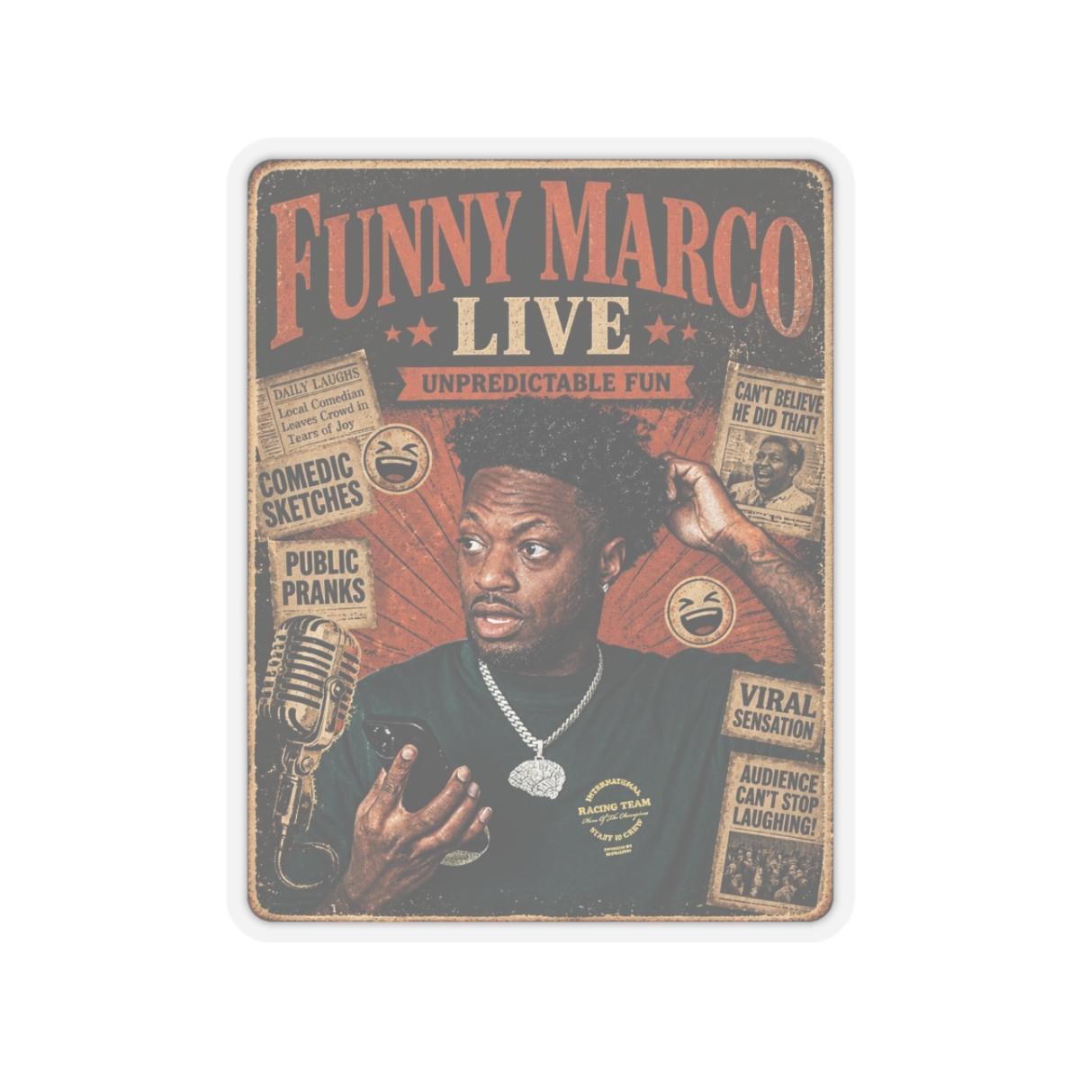 Funny Marco "Funny Marco Live" Sticker - alternate angle 2, merchandise